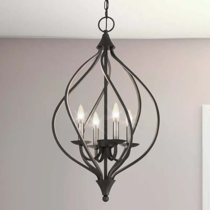 UQL4711 Mediterranean Indoor Chandelier or Pendant, 28.00''H x 16.25''W x 16.25''D, Old Bronze Finish, Cando Collection — Urban Ambiance LED Landscape Lights 60.0W 3000K