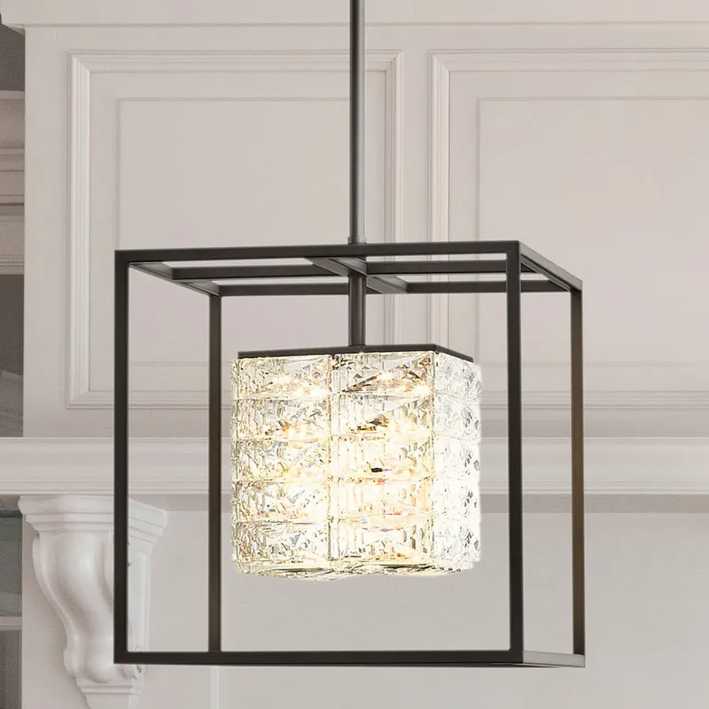 UQL4683 Cosmopolitan Indoor Pendant, 12.50''H x 11.75''W x 11.75''D, Matte Black Finish, Menden Collection — Urban Ambiance LED Landscape Lights 8.0W 3000K