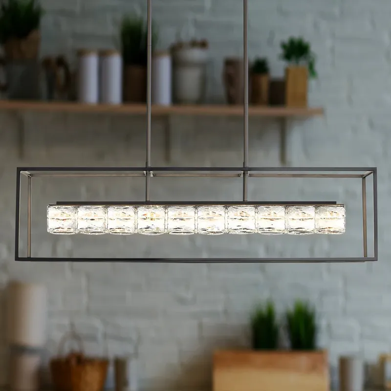 UQL4681 Cosmopolitan Indoor Chandelier, 10.00''H x 35.50''W x 9.25''D, Matte Black Finish, Menden Collection — Urban Ambiance LED Linear Lights 8.0W 3000K