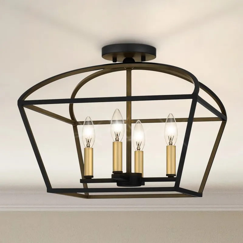 UQL4662 Transitional Indoor Ceiling Light, 15.25''H x 16.00''W x 16.00''D, Matte Black Finish, Hettinger Collection — Urban Ambiance LED Post Top Lights 60.0W 3000K