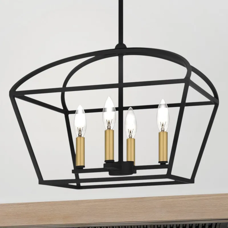 UQL4661 Transitional Indoor Pendant, 13.00''H x 16.00''W x 16.00''D, Matte Black Finish, Hettinger Collection — Urban Ambiance LED Landscape Lights 60.0W 3000K
