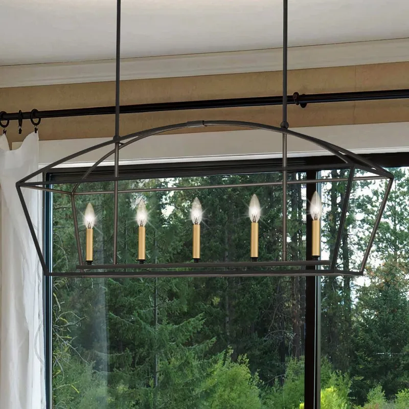 UQL4660 Transitional Indoor Chandelier, 16.75''H x 40.50''W x 10.75''D, Matte Black Finish, Hettinger Collection — Urban Ambiance LED Linear Lights 60.0W 3000K