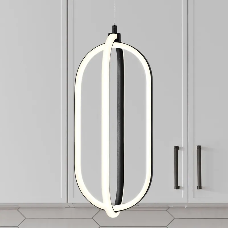 UQL4610 Minimalist Indoor Pendant, 17.75''H x 7.75''W x 7.50''D, Matte Black Finish, Maldon Collection — Urban Ambiance LED Linear Lights 8.0W 3000K