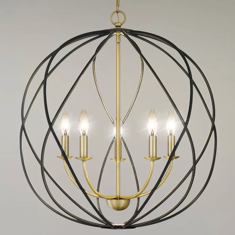 UQL4590 Traditional Indoor Pendant, 25.50''H x 24.00''W x 24.00''D, Aged Brass Finish, Columbia Collection — Urban Ambiance LED Landscape Lights 60.0W 3000K