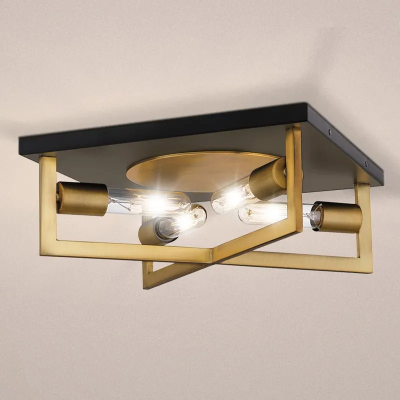 UQL4580 Modern Indoor Ceiling Light, 5.50''H x 14.00''W x 14.00''D, Aged Brass Finish, Alford Collection — Urban Ambiance LED Post Top Lights 100.0W 3000K