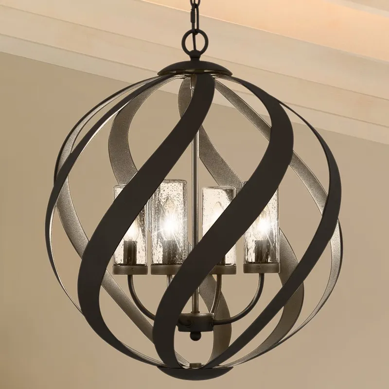 UQL4550 Tudor Indoor Pendant, 23.00''H x 19.50''W x 19.50''D, Earth Black Finish, Walsall Collection — Urban Ambiance LED Landscape Lights 60.0W 3000K