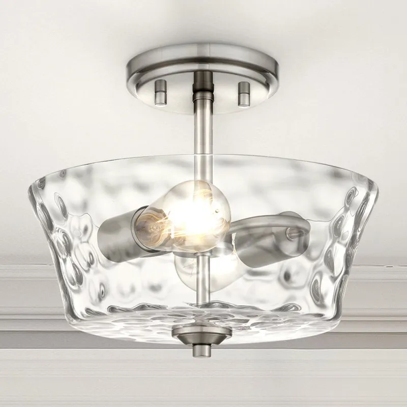 UQL4429 Contemporary Indoor Ceiling Light, 9.75''H x 11.75''W x 11.75''D, Brushed Nickel Finish, Ravensburg Collection — Urban Ambiance LED Post Top Lights 100.0W 3000K