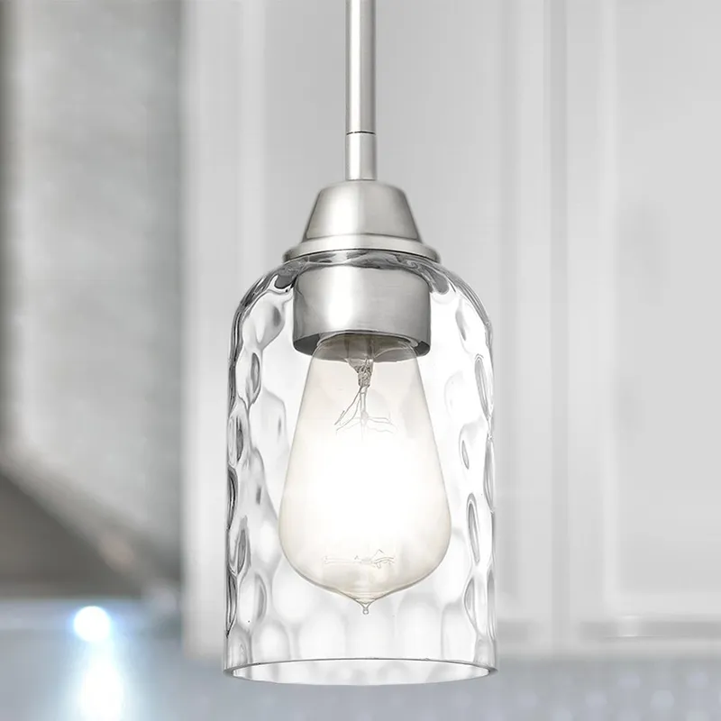 UQL4428 Contemporary Indoor Pendant, 8.00''H x 4.00''W x 4.00''D, Brushed Nickel Finish, Ravensburg Collection — Urban Ambiance LED Landscape Lights 100.0W 3000K