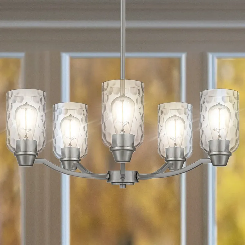 UQL4424 Contemporary Indoor Chandelier, 24.00''H x 24.00''W x 24.00''D, Brushed Nickel Finish, Ravensburg Collection — Urban Ambiance LED Landscape Lights 100.0W 3000K