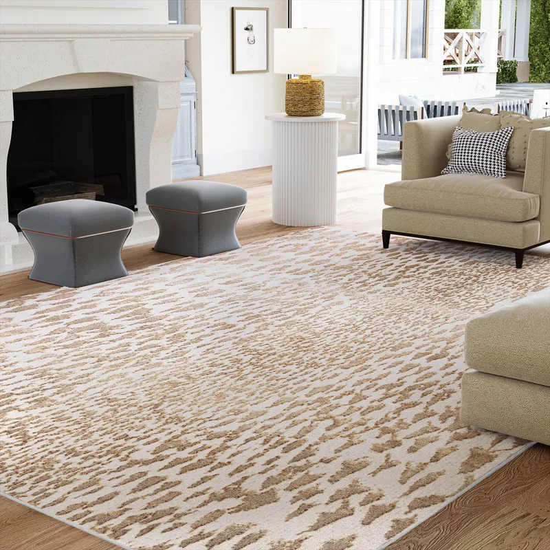 UJR0280 Luxury Power-Loomed Synthetic Medium-Pile Rug — Urban Ambiance LED Area Lights  