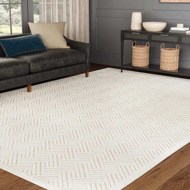UJR0241 Luxury Power-Loomed Semi-Synthetic and Synthetic Blend Medium-Pile Rug — Urban Ambiance LED Area Lights  