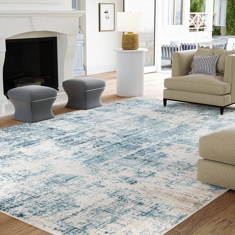UJR0230 Luxury Power-Loomed Semi-Synthetic and Synthetic Blend Medium-Pile Rug — Urban Ambiance LED Area Lights  
