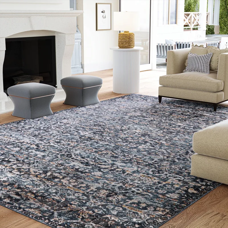 UJR0192 Luxury Power-Loomed Synthetic Low-Pile Rug — Urban Ambiance LED Area Lights  