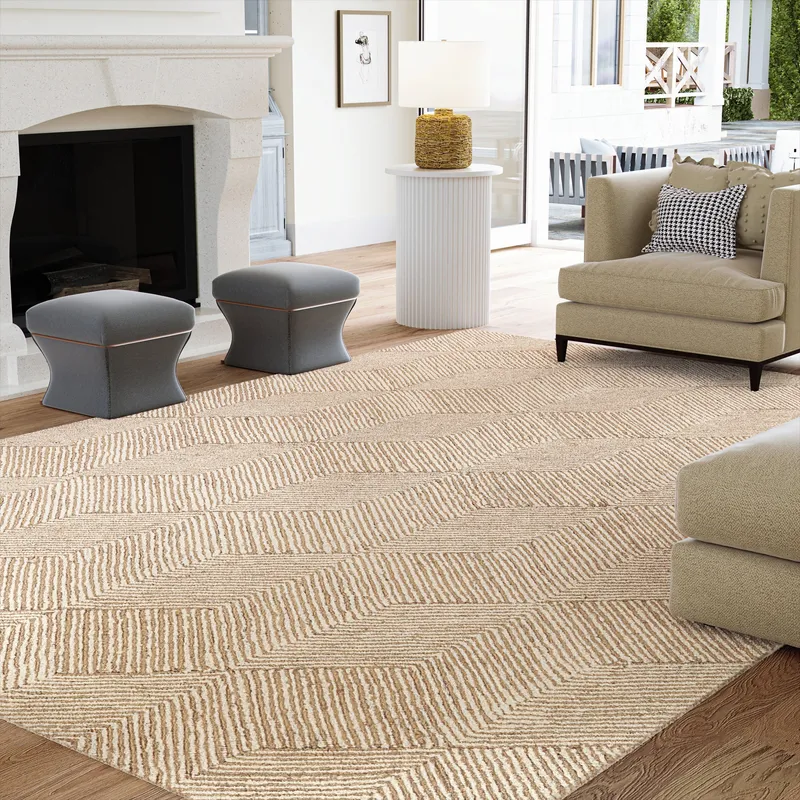 UJR0110 Luxury Hand-Tufted Natural Medium-Pile Rug — Urban Ambiance LED Area Lights  