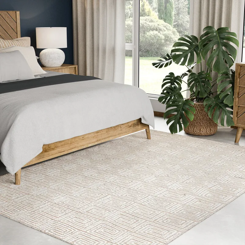 UJR0100 Luxury Hand-Tufted Natural and Semi-Synthetic Blend Plush-Pile Rug — Urban Ambiance LED Area Lights  