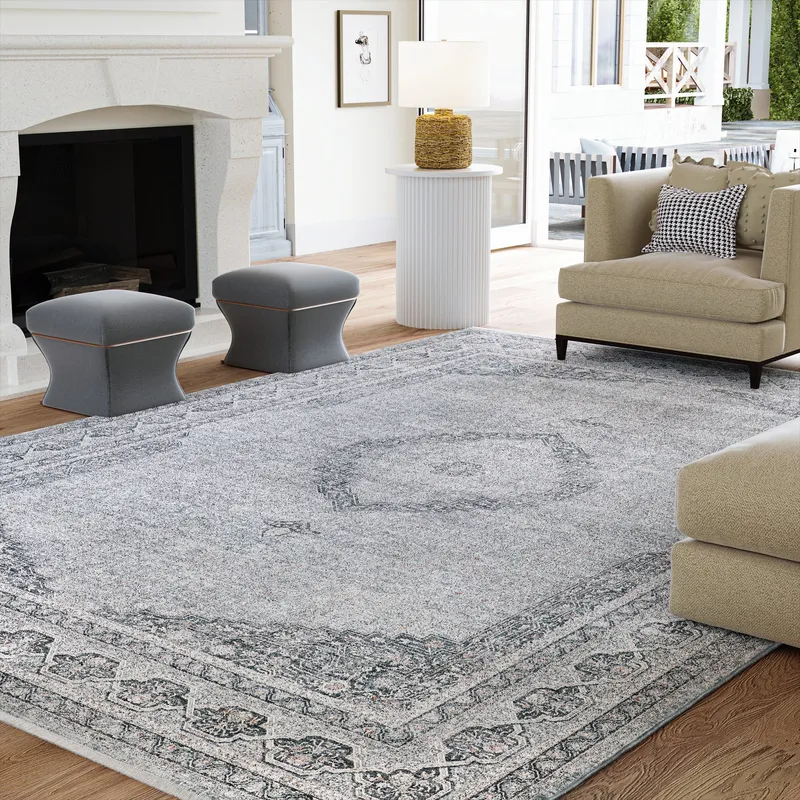 UER0152 Luxury Power-Loomed Synthetic Medium-Pile Rug — Urban Ambiance LED Area Lights  