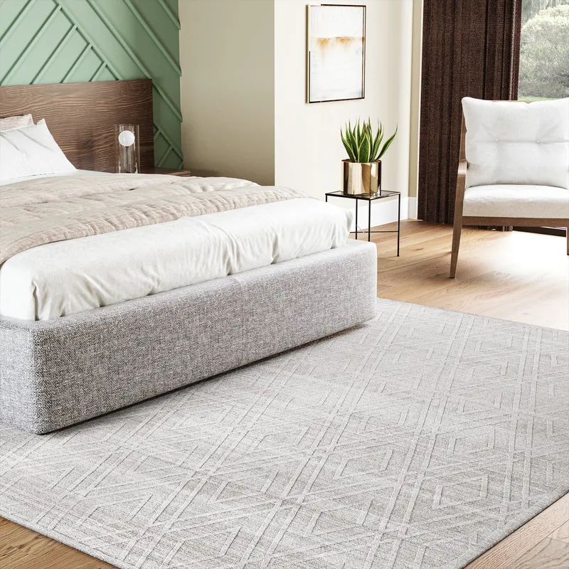 UER0190 Luxury Hand-Loomed Natural and Semi-Synthetic Blend Medium-Pile Rug — Urban Ambiance LED Area Lights  