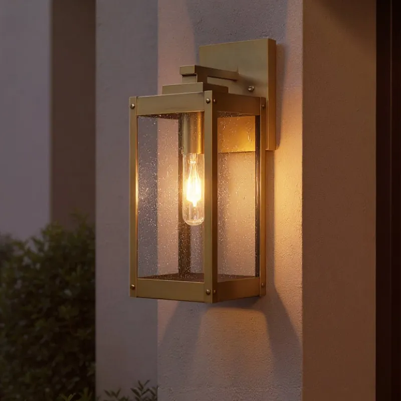 UQL1340 Farmhouse Outdoor Wall Light, 14"H x 5"W, Antique Brass, Quincy Collection — Urban Ambiance LED Wall Lights  3000K