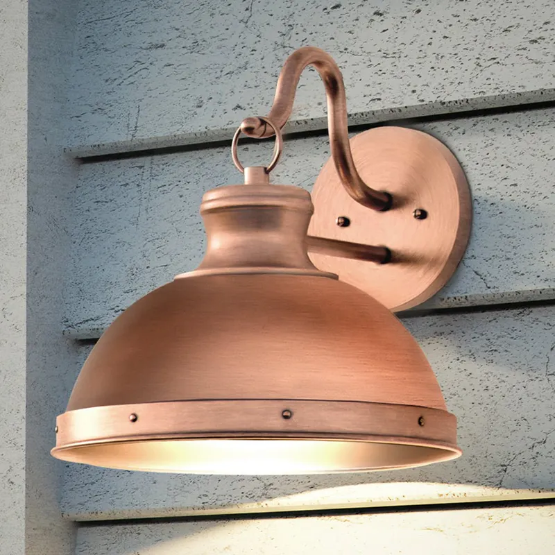 UQL1710 Modern Farmhouse Outdoor Wall Sconce, 12''H x 13''W, Rustic Copper Finish, Clemson Collection — Urban Ambiance LED Wall Lights 100.0W 3000K