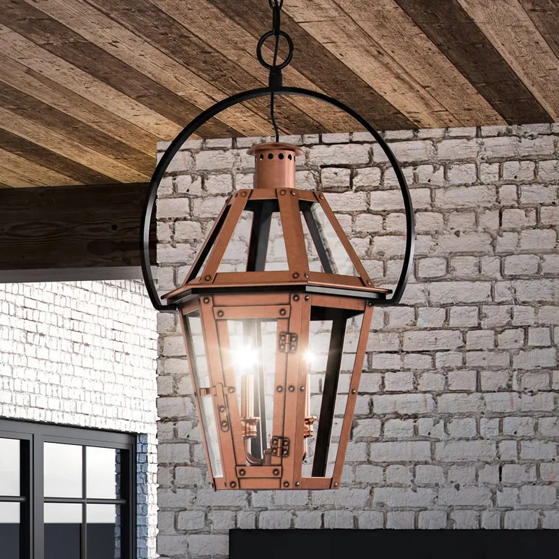 UQL1703 Rustic Outdoor Pendant, 24''H x 11''W, Rustic Copper Finish, Summerville Collection — Urban Ambiance LED Landscape Lights 60.0W 3000K