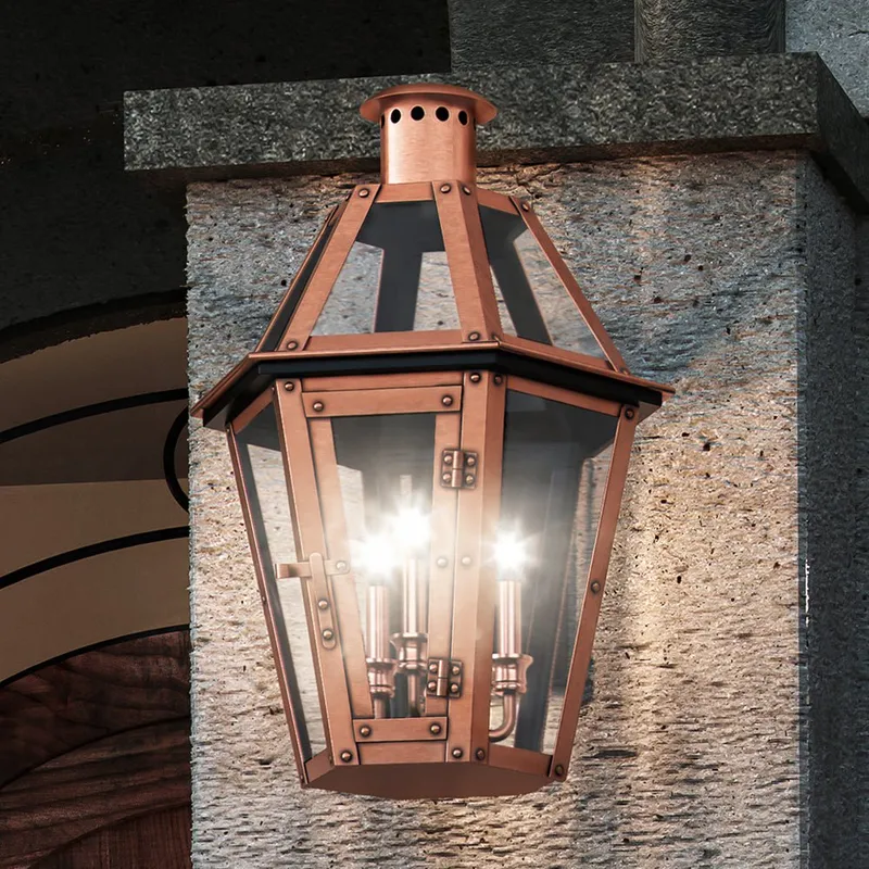 UQL1702 Rustic Outdoor Wall Sconce, 22''H x 14''W, Rustic Copper Finish, Summerville Collection — Urban Ambiance LED Wall Lights 60.0W 3000K