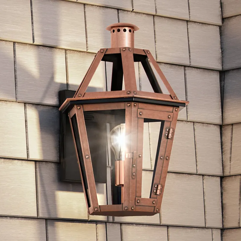 UQL1700 Rustic Outdoor Wall Sconce, 16''H x 11''W, Rustic Copper Finish, Summerville Collection — Urban Ambiance LED Wall Lights 100.0W 3000K