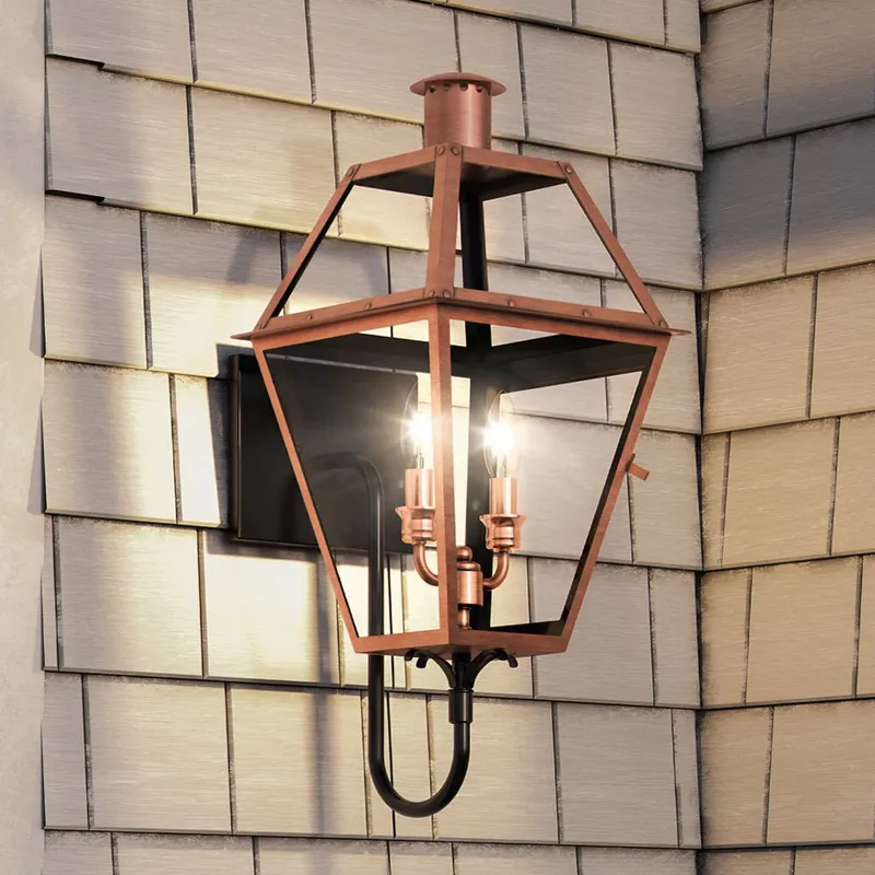 UQL1370 Rustic Outdoor Wall Sconce, 24''H x 11''W, Rustic Copper Finish, Paris Collection — Urban Ambiance LED Wall Lights 60.0W 3000K