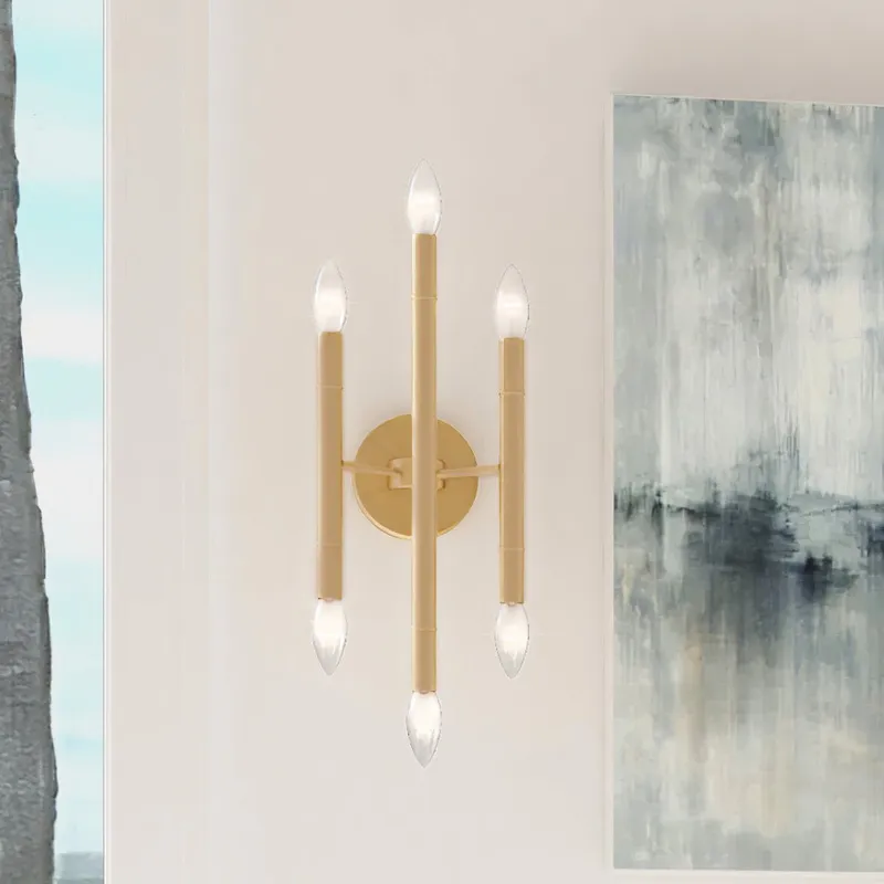 ULB2230 Mid-Century Modern Wall Sconce, 16''H x 7''W, Brushed Brass Finish, Douglas Collection — Urban Ambiance LED Wall Lights 60.0W 3000K