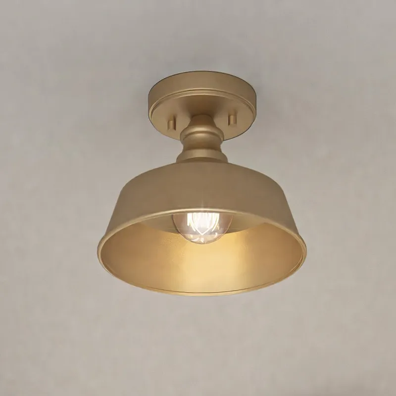ULB2202 Modern Farmhouse Ceiling Light, 7''H x 10''W, Brushed Brass Finish, Athlone Collection — Urban Ambiance LED Post Top Lights 60.0W 3000K