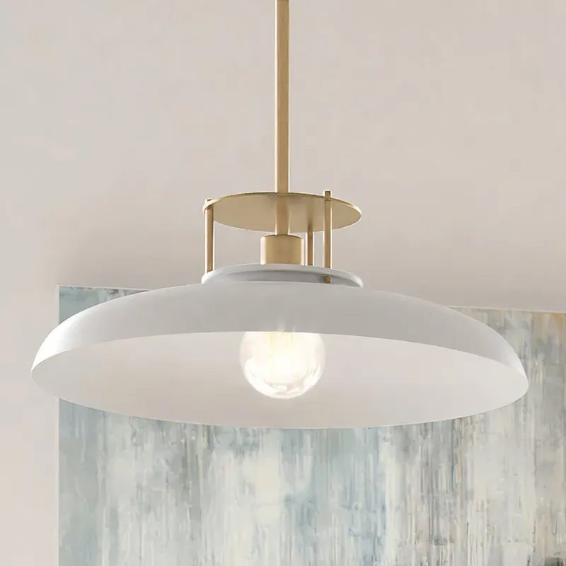 ULB2192 Transitional Pendant, 8''H x 20''W, Matte White and Gold Finish, Westport Collection — Urban Ambiance LED Landscape Lights 60.0W 3000K