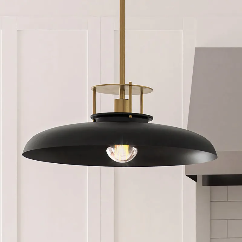 ULB2191 Transitional Pendant, 8''H x 20''W, Matte Black and Gold Finish, Westport Collection — Urban Ambiance LED Landscape Lights 60.0W 3000K