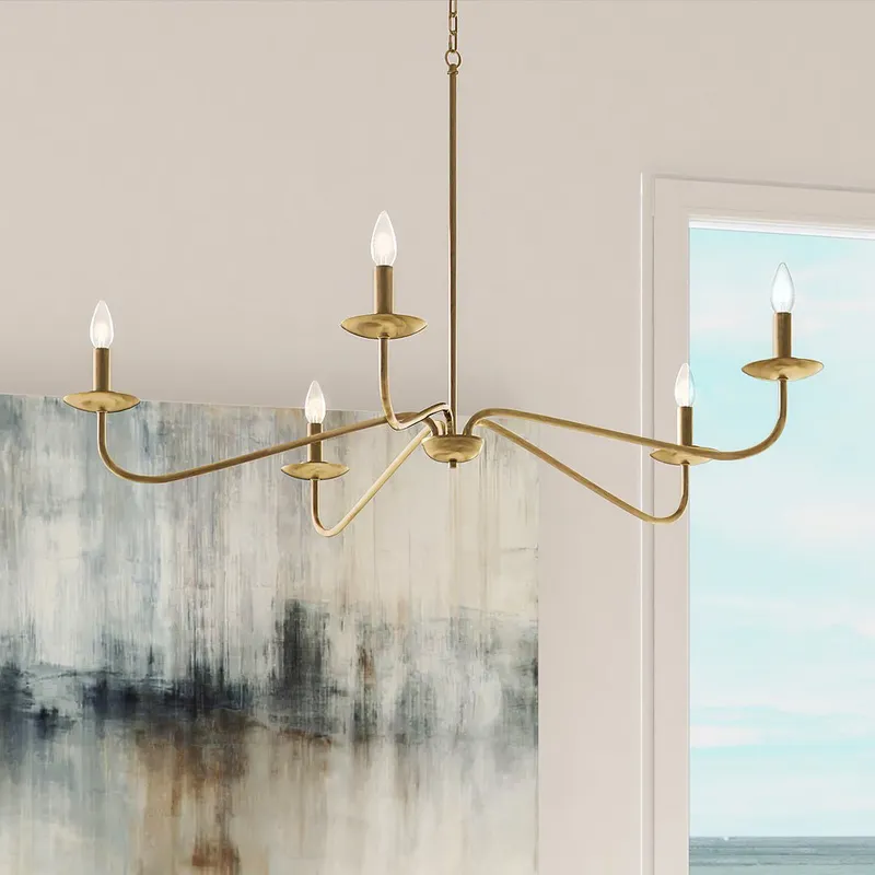 ULB2061 New Traditional Chandelier, 12''H x 41''W, Brushed Gold Finish, Lygos Collection — Urban Ambiance LED Landscape Lights 40.0W 3000K