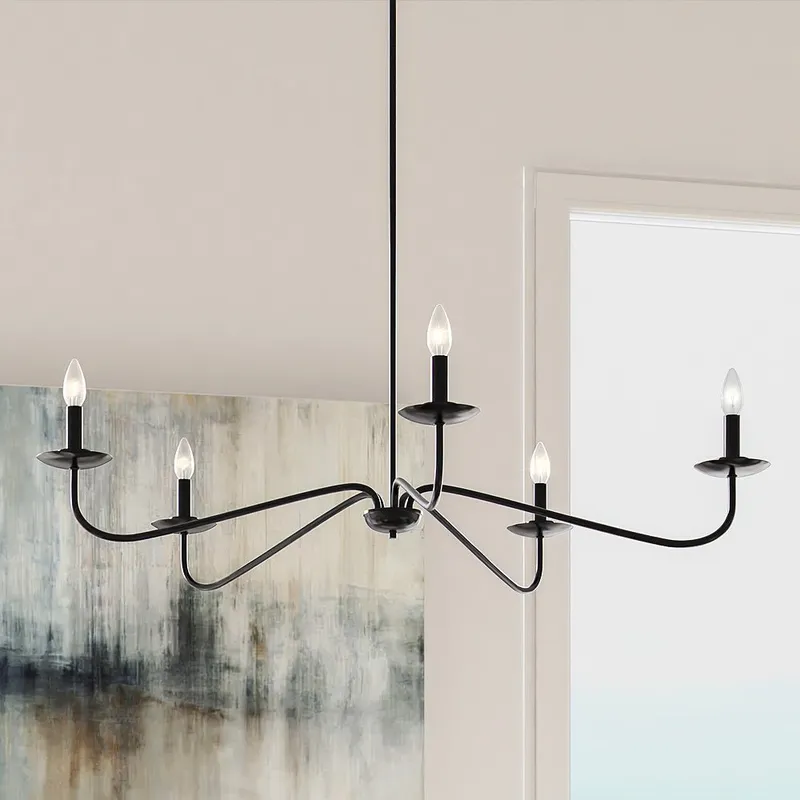 ULB2060 New Traditional Chandelier, 12''H x 41''W, Matte Black Finish, Lygos Collection — Urban Ambiance LED Landscape Lights 40.0W 3000K