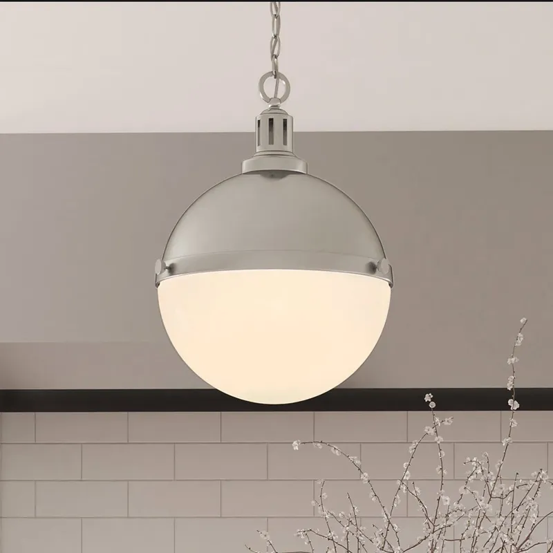 ULB2001 Modern Farmhouse Pendant, 17''H x 12''W, Brushed Nickel Finish, Apulon Collection — Urban Ambiance LED Landscape Lights 40.0W 3000K