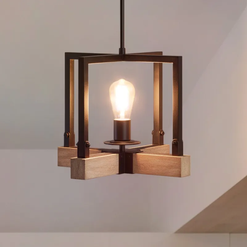 UFS2003 Modern Farmhouse Pendant, 11''H x 11''W, Matte Black & White Ash Finish, Broadway Collection — Urban Ambiance LED Landscape Lights 60.0W 3000K