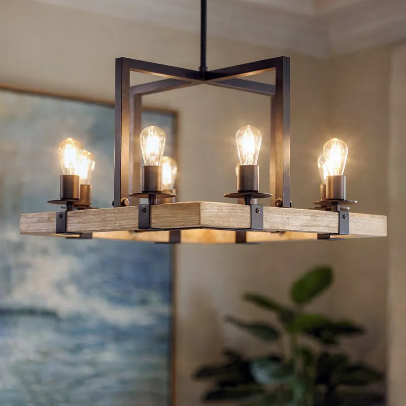 UFS2002 Modern Farmhouse Chandelier, 15''H x 22''W, Matte Black & White Ash Finish, Broadway Collection — Urban Ambiance LED Landscape Lights 60.0W 3000K