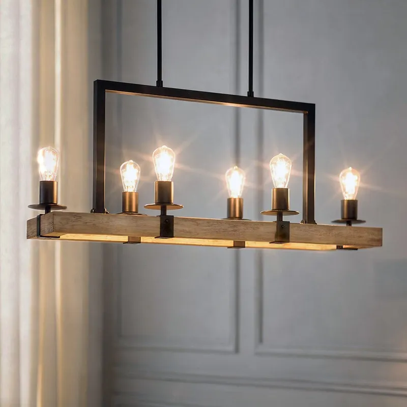 UFS2000 Modern Farmhouse Chandelier, 15''H x 33''W, Matte Black & White Ash Finish, Broadway Collection — Urban Ambiance LED Landscape Lights 60.0W 3000K