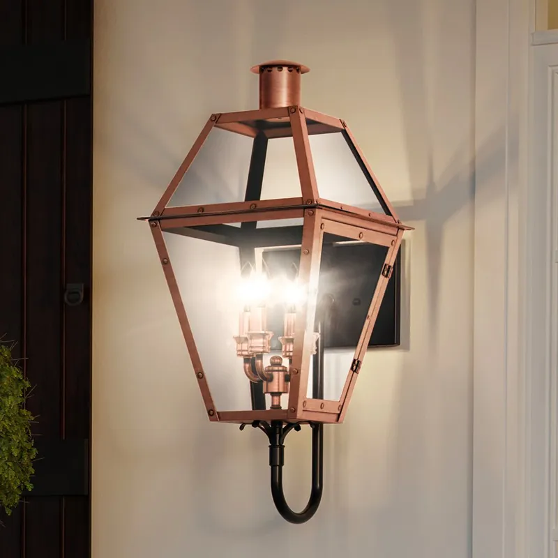 UQL1372 Historic Outdoor Wall Light, 29"H x 13.5"W, Rustic Copper Finish, Paris Collection — Urban Ambiance LED Linear Lights  3000K