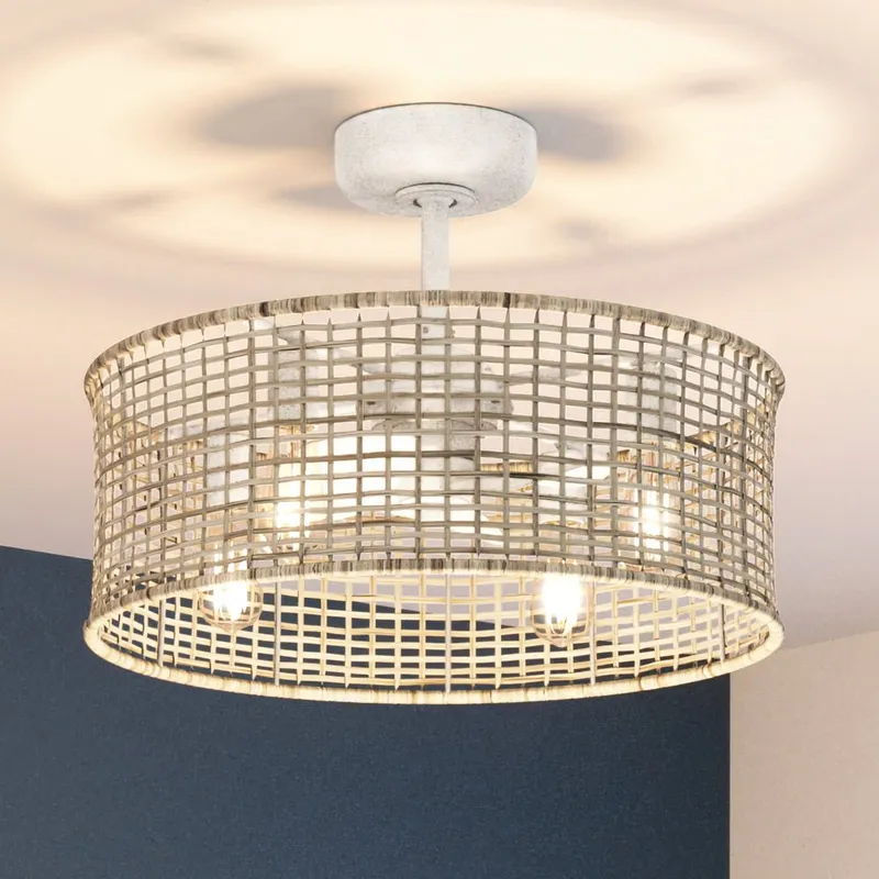 UHP9381 Bohemian Ceiling Fan 17.875''H x 25.25''W, Warm White Finish, Devonport Collection — Urban Ambiance LED Post Top Lights 5.5W 3000K