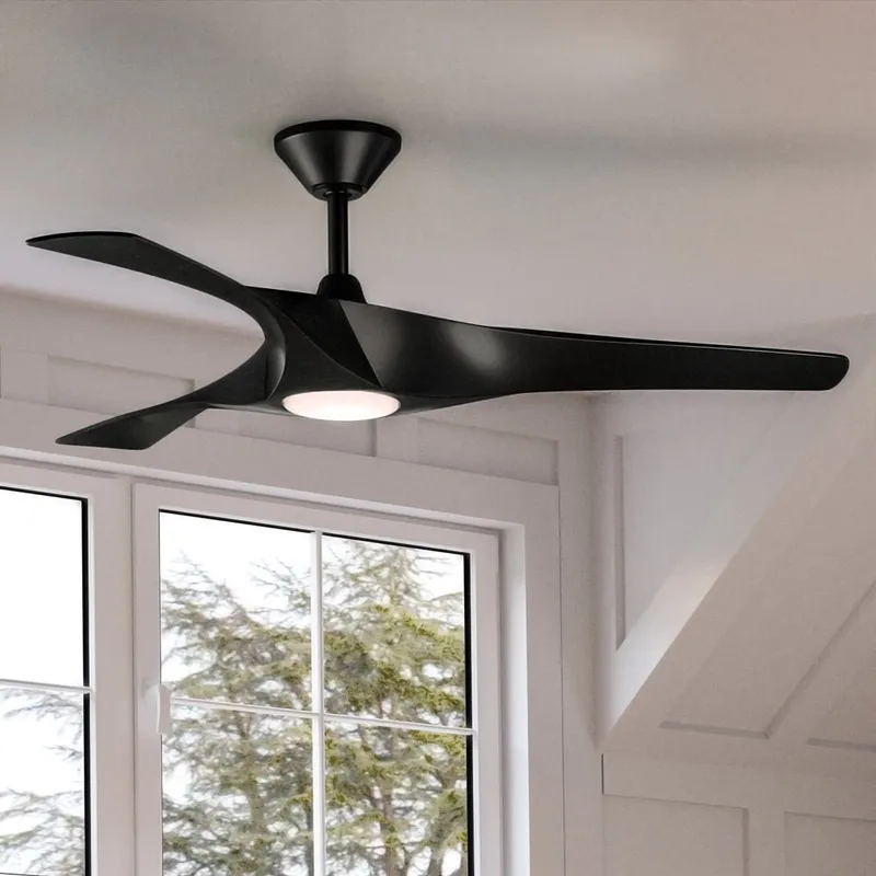 UHP9361 Transitional Ceiling Fan 13.5''H x 52''W, Midnight Black Finish, Geraldton Collection — Urban Ambiance LED Post Top Lights 18.0W 3000K