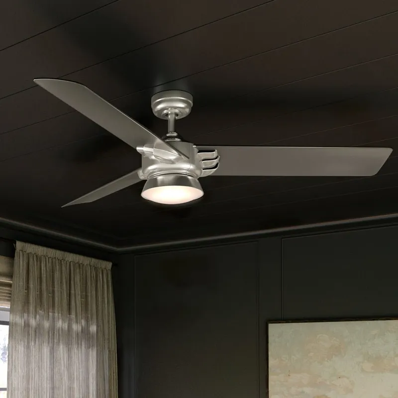 UHP9352 Contemporary Ceiling Fan 13.505''H x 52''W, Hand-Painted Silver Finish, Tamworth Collection — Urban Ambiance LED Post Top Lights 18.0W 3000K