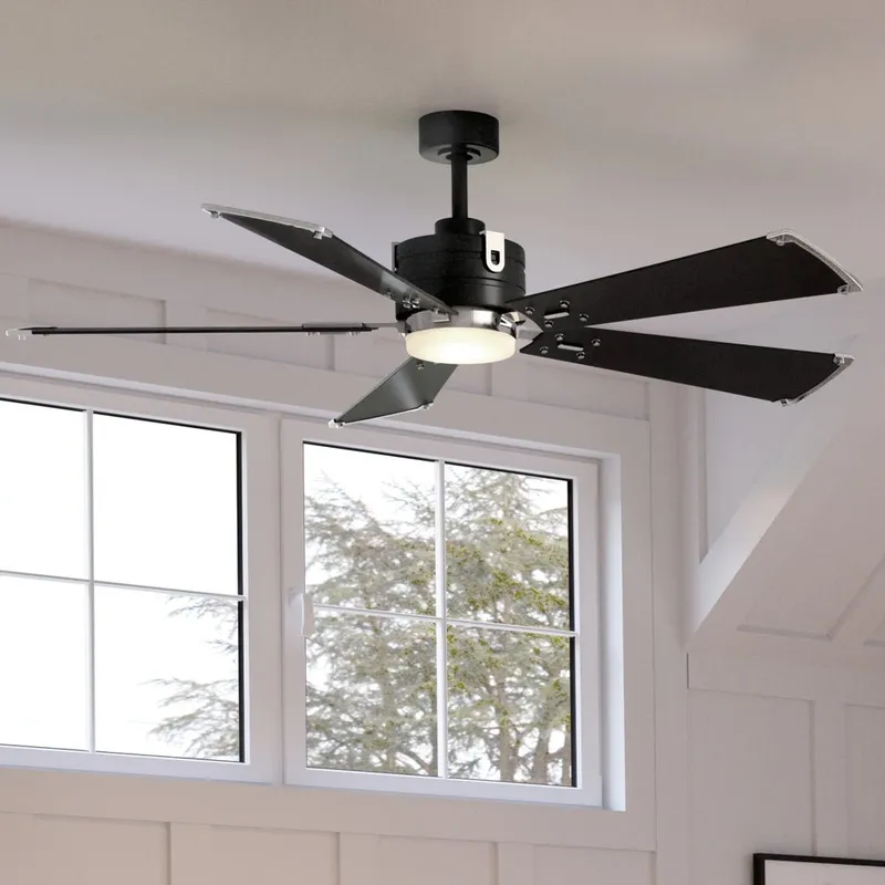 UHP9322 Transitional Ceiling Fan 14.875''H x 56''W, Midnight Black Finish, Rockhampton Collection — Urban Ambiance LED Post Top Lights 24.0W 3000K