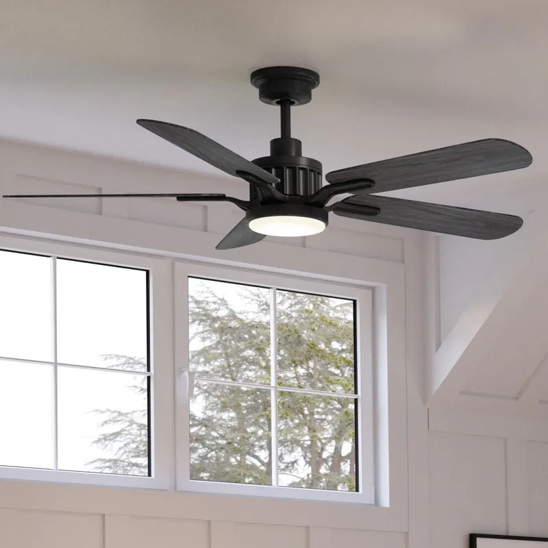 UHP9311 Traditional Ceiling Fan 15.1255''H x 54''W, Midnight Black Finish, Launceston Collection — Urban Ambiance LED Post Top Lights 18.0W 3000K