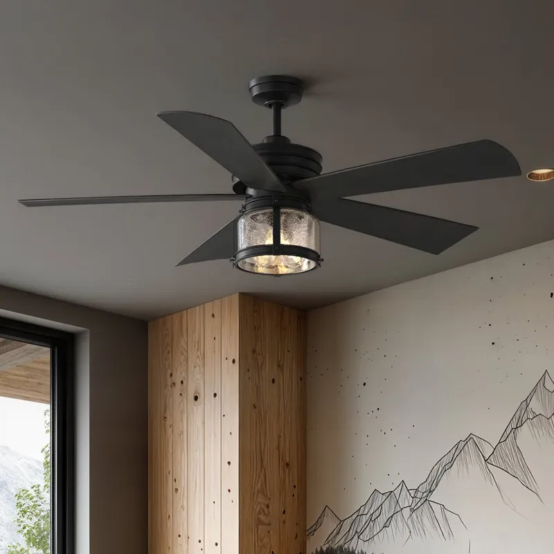 UHP9302 Coastal Indoor/Outdoor Ceiling Fan 20.755''H x 56''W, Olde Iron Finish, Cairns Collection — Urban Ambiance LED Post Top Lights 7.0W 3000K
