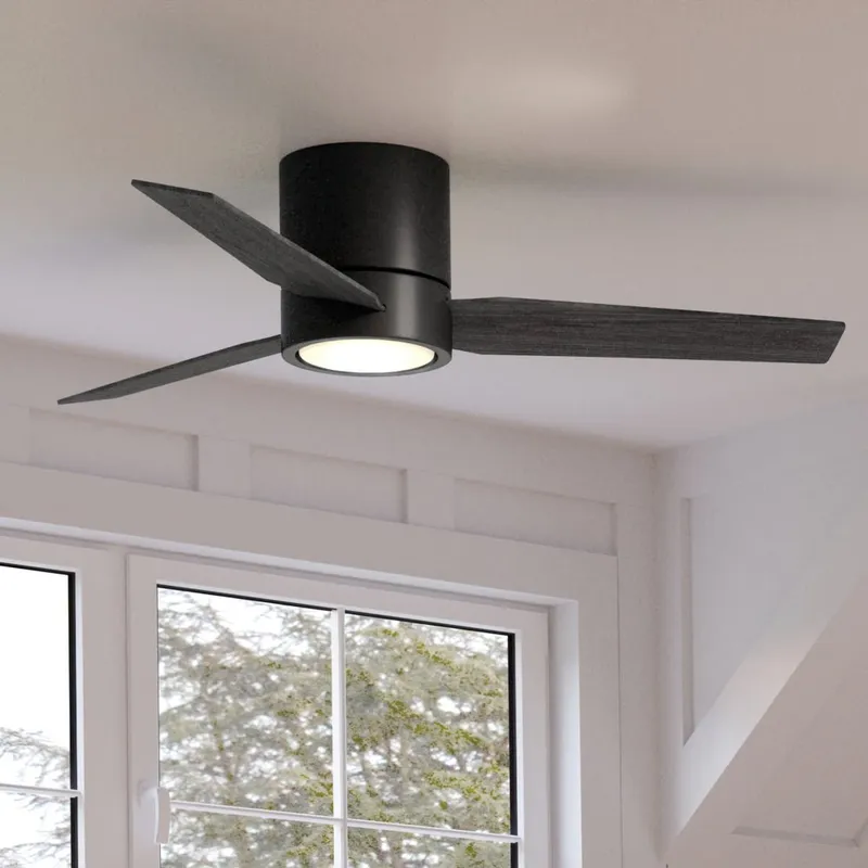 UHP9292 Mid-Century Modern Ceiling Fan 9.75''H x 44''W, Midnight Black Finish, Camden Collection — Urban Ambiance LED Post Top Lights 18.0W 3000K