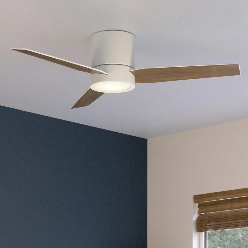 UHP9291 Mid-Century Modern Ceiling Fan 9.75''H x 44''W, Matte White Finish, Camden Collection — Urban Ambiance LED Post Top Lights 18.0W 3000K