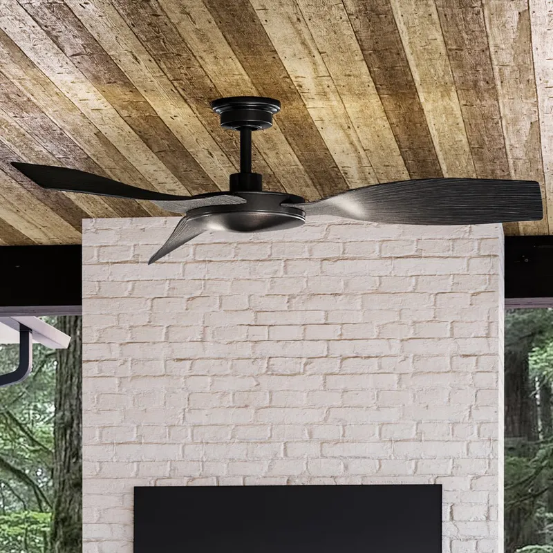 UHP9272 Modern Ceiling Fan 11.5''H x 54''W, Midnight Black Finish, Newcastle Collection — Urban Ambiance LED Post Top Lights  3000K