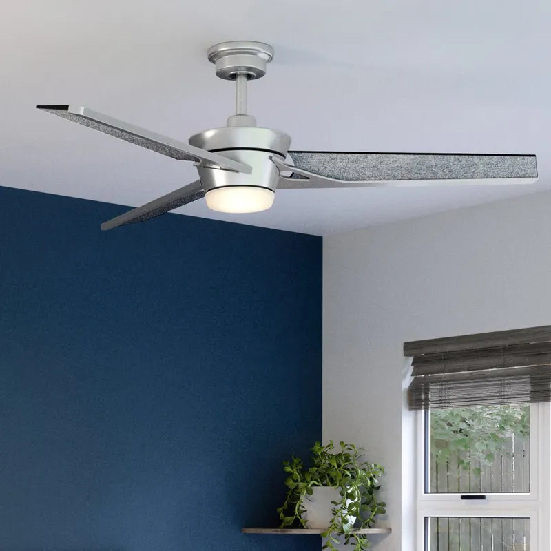 UHP9252 Modern Ceiling Fan 15''H x 56''W, Hand-Painted Silver Finish, Melbourne Collection — Urban Ambiance LED Post Top Lights 18.0W 3000K