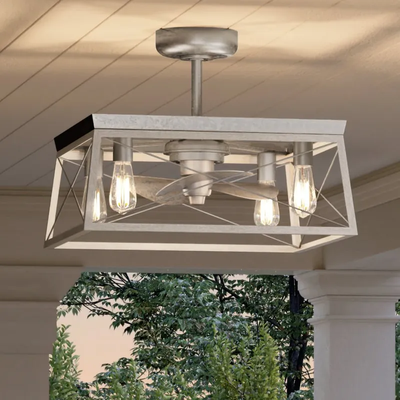 UHP9242 Farmhouse Ceiling Fan 17''H x 22''W, Galvanized Steel Finish, Berkeley Collection — Urban Ambiance LED Post Top Lights 5.5W 3000K