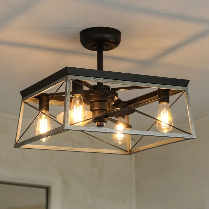 UHP9241 Farmhouse Ceiling Fan 17''H x 22''W, Charcoal Finish, Berkeley Collection — Urban Ambiance LED Post Top Lights 5.5W 3000K